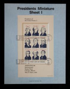 US Stamp 2216-2219, SP748-751, PRESIDENTS COMPLETE 1980 Commemorative FDC Sheets