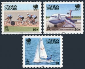 Cayman 598-600,601, MNH. Olympics Seoul-1988. Cycling, Team Jet, Yachting,Tennis