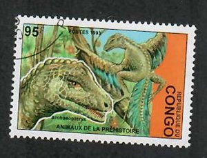 Congo People's Republic; Scott 1044;  1993;  Used; Dinosaurs