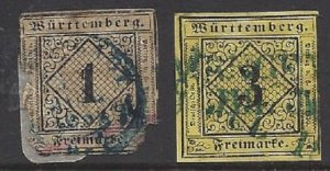 Wurttemberg - SC# 1 and 2 F CV $103