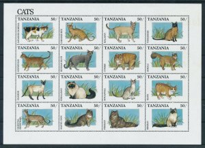 [110087] Tanzania 1991 Pets cats siamese maine coon persian Sheet MNH