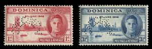 Dominica #112-113S (SG 110-111s) Cat£80, 1946 Peace, set of two, perforated ...