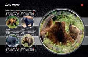 TOGO 2015 SHEET FAUNA WILDLIFE BEARS tg15202a