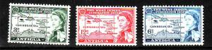 Antigua-Sc#122-4-unused hinged set-QEII-West Indies Federation-1958-