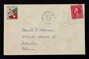 US #634A,WX55 ERROR EFO Christmas Seal on Dec 24, 1930 Cover