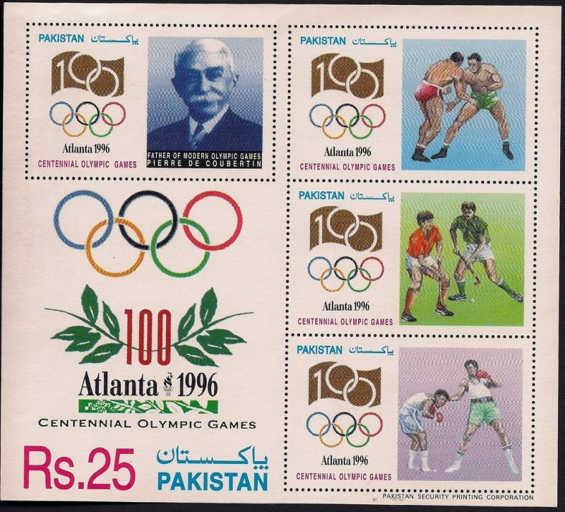 Pakistan 1996 MNH Stamps Souvenir Sheet Scott 864a Sport Olympic Games Badminton