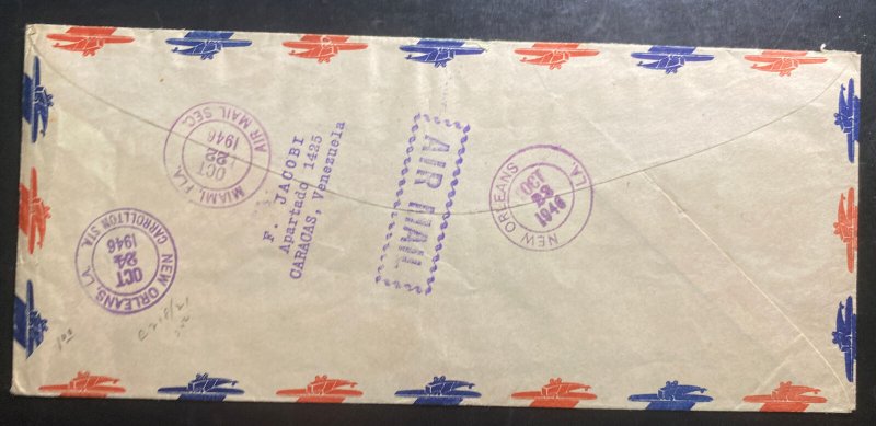 1946 Caracas Venezuela First Day Cover To New Orleans USA Revolution Stamps