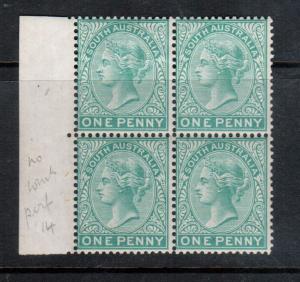 South Australia SG #154 Mint Block - Bottom Stamps Never Hinged Top Hinged
