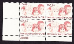 1772 Year of the Child MNH Plate Block LL