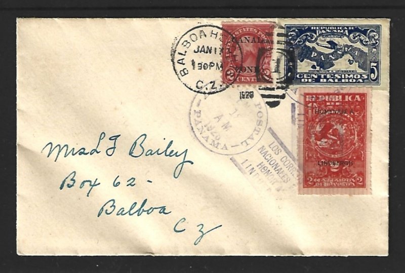 Lindbergh Day Balboa Hts. Canal Zone 1/17/1928 w/ Panama Lindbergh stamps