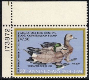 US 1984 $7.50 Widgeons; Scott RW51; MNH