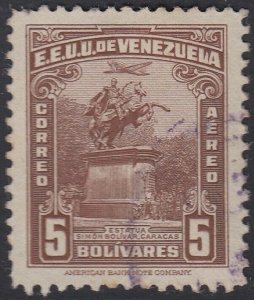 Venezuela 1944 5b Red Brown. Used. Scott C162, SG 645