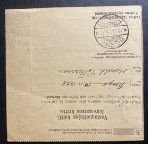 1928 Helsinki Finland Parcel Receipt Cover To Borga