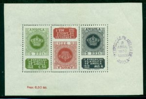 ANGOLA #330a Philatelic Exhibition souvenir sheet, og, NH, VF, w/handstamp