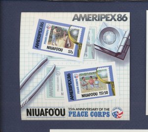 TONGA NIUAFO'OU - Scott 75a - MNH S/S - Ameripex'86 - stamp-on-stamp - 1986