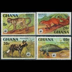 GHANA 1977 - Scott# 621-4 WWF-Fauna Set of 4 LH