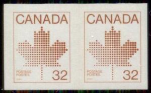 CANADA #951a 32¢ brown, Imperf Pair, og, NH, VF, Scott $160.00