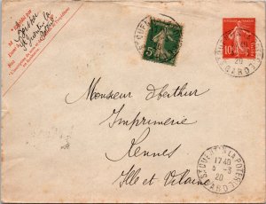 France 1920 - 5c + 10c Stamp - St Quentin - F79152