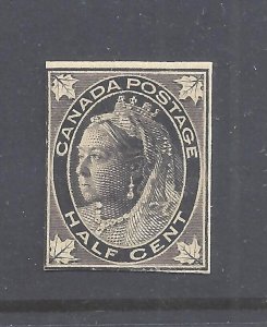 Canada # 66P NGAI 1/2c LEAF ISSUE QUEEN VICTORIA PROOF ON CARD BS27712