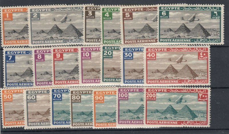 Egypt 1933/38 Airmail Set To 200 Mils SG193/213 (No SG195) MH JK1171