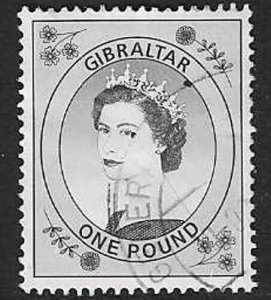 GIBRALTAR SG869 1999 £1 BROWNISH BLACK DIFINITIVE  FINE USED