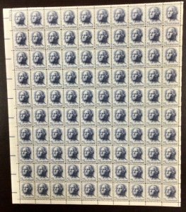 1213b  George Washington, Tagged.  Sheet of 100  MNH 5 c   1963