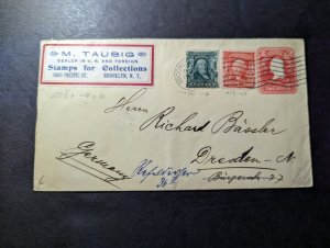 1891 USA Cover Brooklyn NY to Dresden Germany M Tausig Stamp Dealer