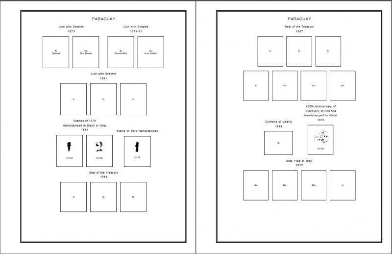 PARAGUAY STAMP ALBUM PAGES 1870-2008 (771 PDF digital pages)