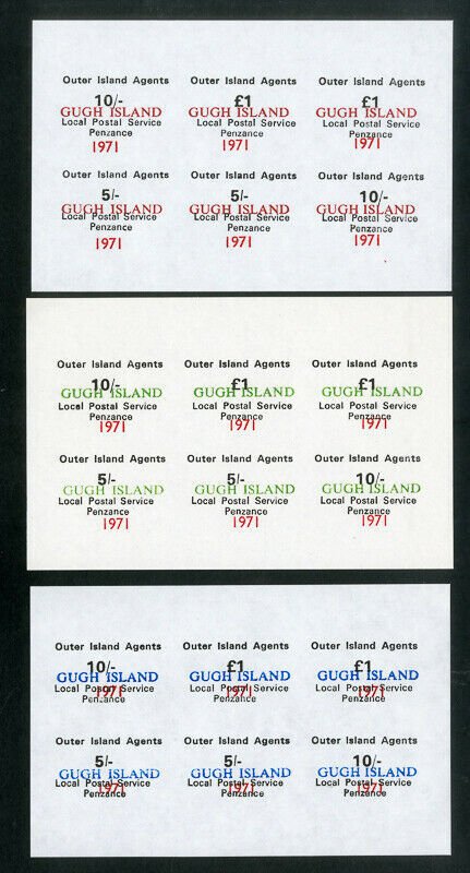 Gugh Island local Stamps Lot of 9 sheets NH 3 different sets scarce 