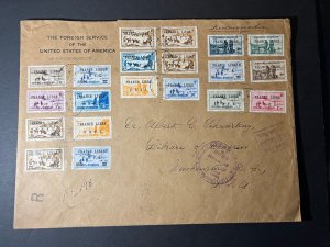 1942 French St Pierre and Miquelon Provisional Cover to Washington DC USA Oversi