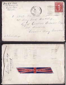 Canada-cover #9967 - 3c KGVI mufti , addressed to 1st Army Field Workshop , Roy
