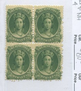 Nova Scotia QV 1860 8 1/2 cents unmounted mint NH block of 4