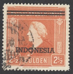 Netherlands Indies Sc# 304 Used (a) 1949 2 1/2g overprint Queen Wilhelmina