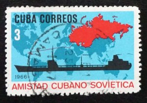 CUBA Sc# 1153  SOVIET-CUBAN FRIENDSHIP  3c  1966  used