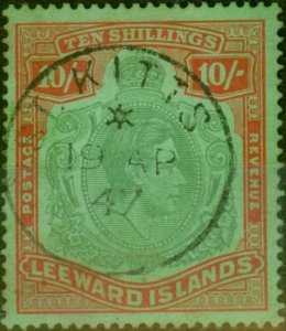 Leeward Islands 1938 10s Bluish Green & Deep Red-Green SG113 Fine Used 'St Ki...