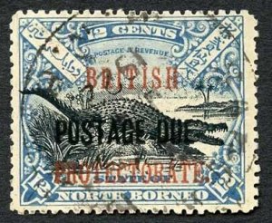 North Borneo SGD46 12c Black and Dull Blue Post Due used Cat 28 Pounds