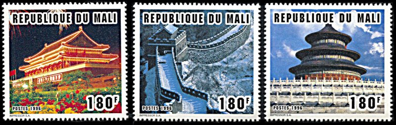 Mali 802-804, MNH, Famous Chinese Landmarks