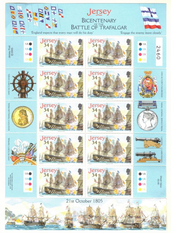JERSEY 2005 Battle of Trafalgar Sheets; Scott 1190-94; MNH