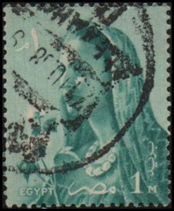 Egypt 415 - Used - 1m Farmer's Wife / Cotton (wmk: 318) (1957)