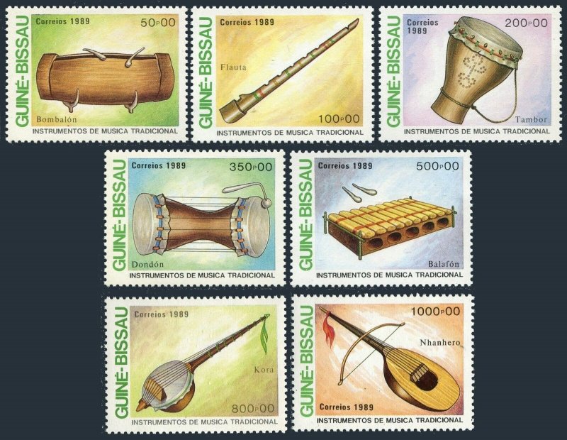 Guinea Bissau 834-840,MNH.Michel 1011-1017. Musical Instruments,1989:Bombalon,