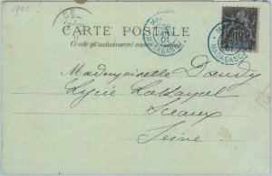 81182 - MADAGASCAR - POSTAL HISTORY: POSTCARD of TANANATIVE blu postmark 1901