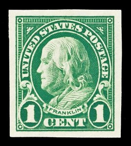 Scott 575 1923 1c Franklin Imperforate Issue Mint Single VF OG NH Cat $11