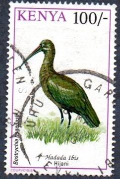 Kenya Scott #610 100sh Birds, Hadeada Ibis (1993) used