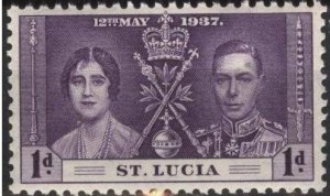 Saint Lucia 107 (mh) 1p Coronation issue, dark purple (1937)