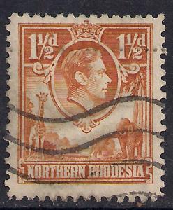 Northern Rhodesia 1941 KGV1 1 1/2d Brown SG30 ( 117)