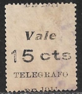 NICARAGUA 1911 15c on 5 on 2 Telegraph Stamp Split Date  T152var VFU