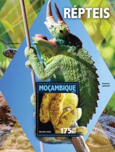 MOZAMBIQUE 2016 SHEET SNAKES LIZARDS CHAMELEONS REPTILES