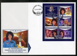 GUINEA-BISSAU  2018 35th ANN OF THE 1ST AMERICAN WOMAN IN SPACE SHEET FDC