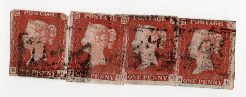 GB 1841 Queen Victoria QV Penny Red, Four ,  SG8, SG.8