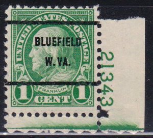 Precancel - Bluefield, WV PSS 632-61 Plate Number Single - Bureau Issue